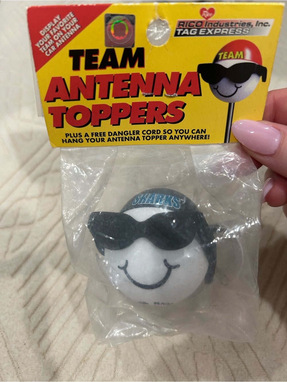 Express White & Black Team Antenna Topper - Sharks Smile Design